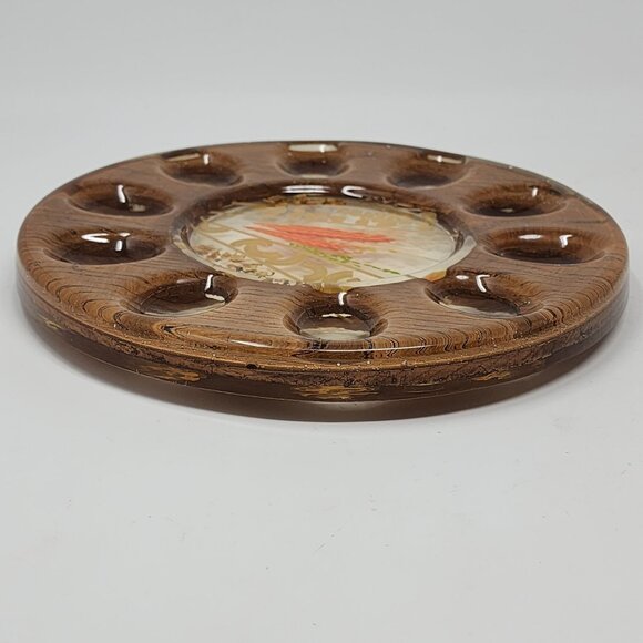 Resin Deviled Egg Tray Dried Flowers and Pasta 8.5" Design Gifts Vintage - Picture 7 of 9